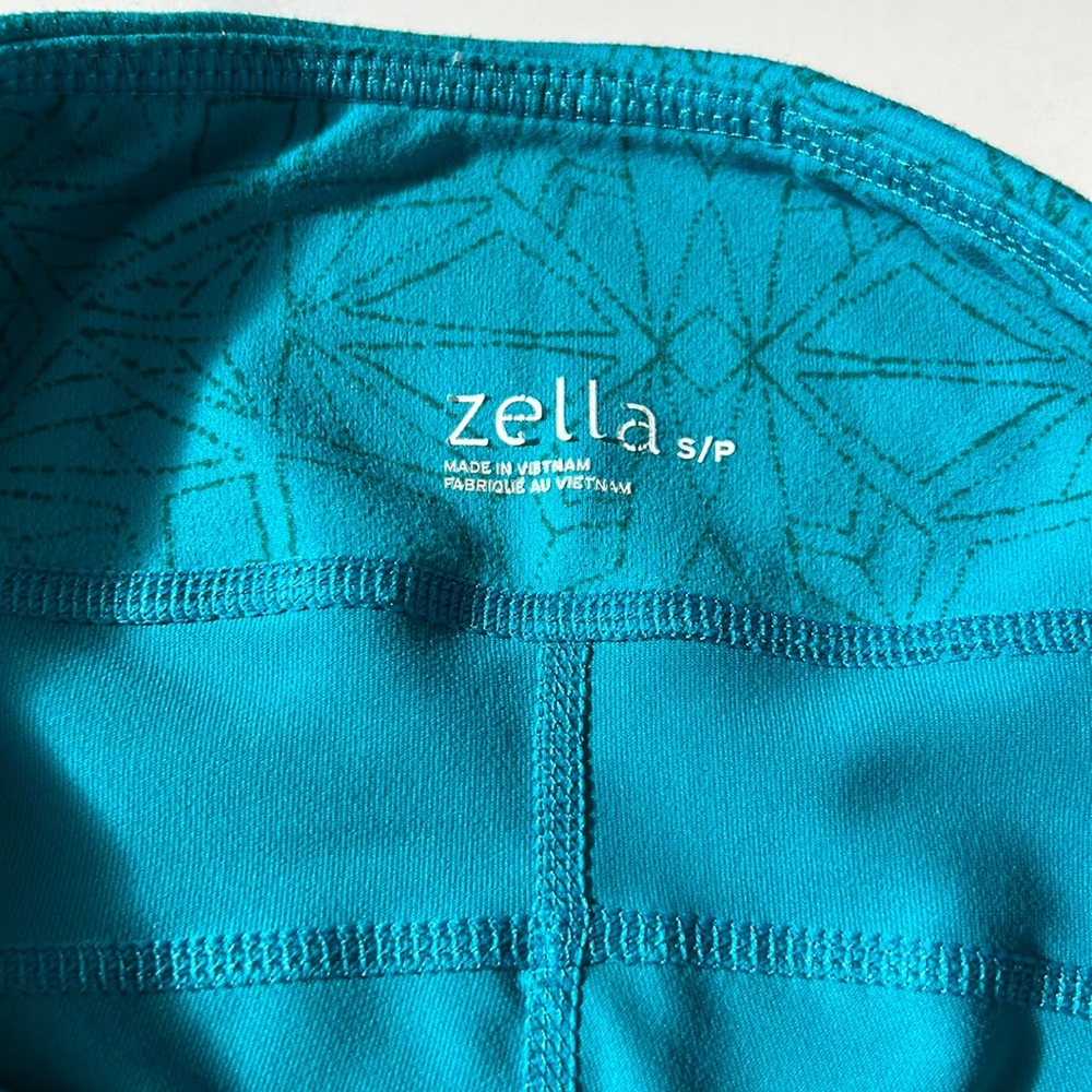 Zella Yoga Cropped Turquoise Abstract Print Leggings Women’s Small - Picture 10 of 11
